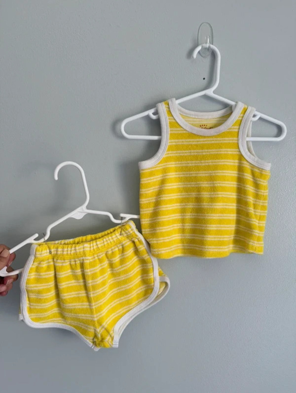 Cat & Jack Baby Yellow Striped Terry Tank & Shorts Set 3-6M